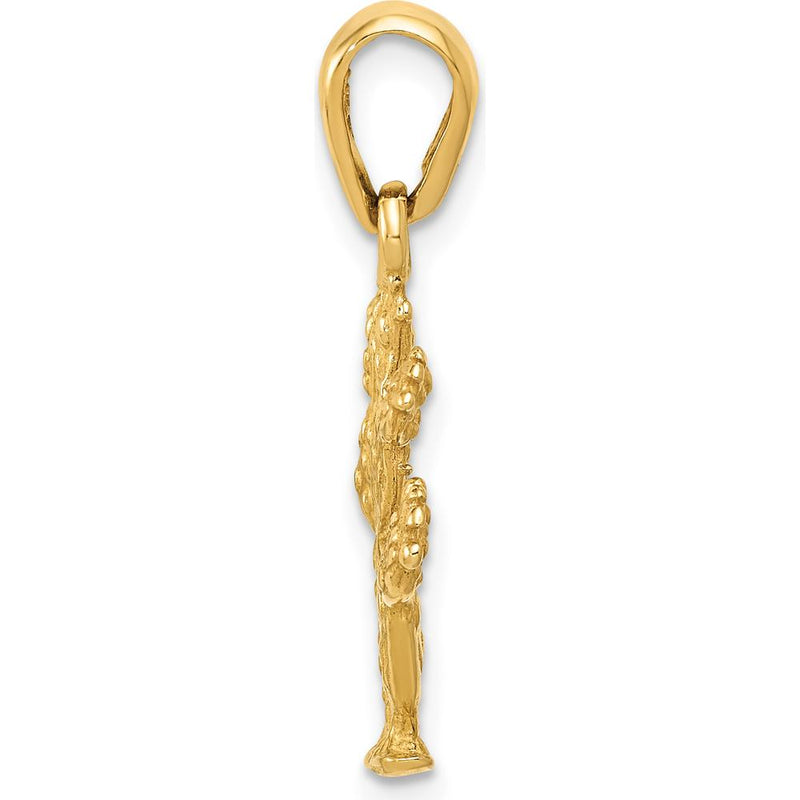 14K Yellow Gold 3D Textured Cactus Pendant Necklace Charm - 26mm Length by Oro Pregiato