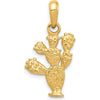14K Yellow Gold 3D Textured Cactus Pendant Necklace Charm - 26mm Length by Oro Pregiato