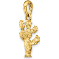 14K Yellow Gold 3D Textured Cactus Pendant Necklace Charm - 26mm Length by Oro Pregiato