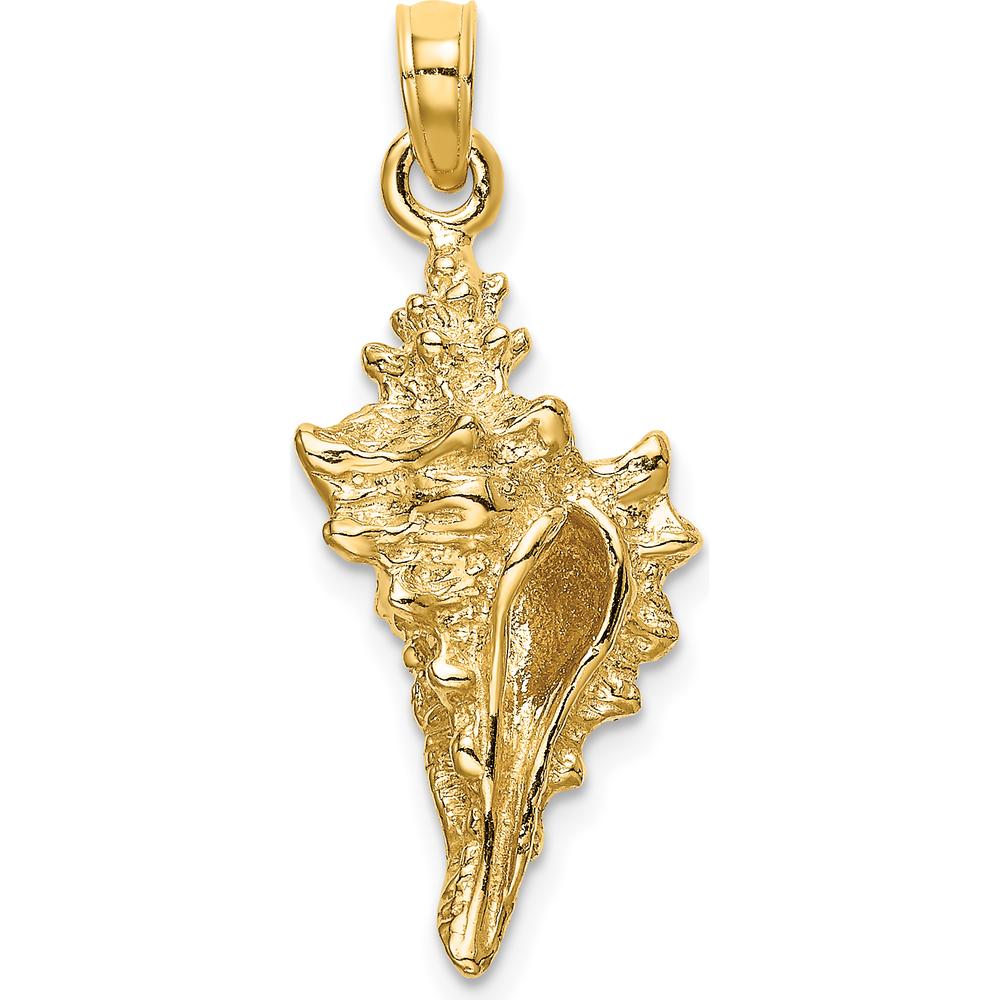 14K Yellow Gold 3D Textured Conch Shell Pendant Charm by Oro Pregiato