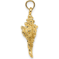 14K Yellow Gold 3D Textured Conch Shell Pendant Charm by Oro Pregiato