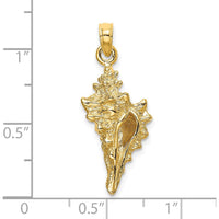 14K Yellow Gold 3D Textured Conch Shell Pendant Charm by Oro Pregiato