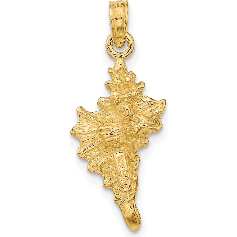 14K Yellow Gold 3D Textured Conch Shell Pendant Charm by Oro Pregiato