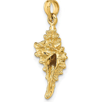 14K Yellow Gold 3D Textured Conch Shell Pendant Charm by Oro Pregiato
