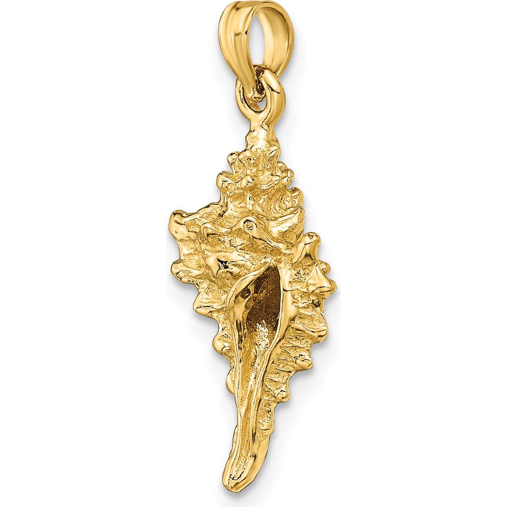 14K Yellow Gold 3D Textured Conch Shell Pendant Charm by Oro Pregiato