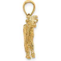 14K Yellow Gold 3D Textured Cow Pendant Charm - 20.43mm Length by Oro Pregiato