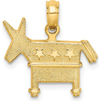 14K Yellow Gold 3D Textured Democratic Donkey Charm by Oro Pregiato