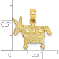 14K Yellow Gold 3D Textured Democratic Donkey Charm by Oro Pregiato