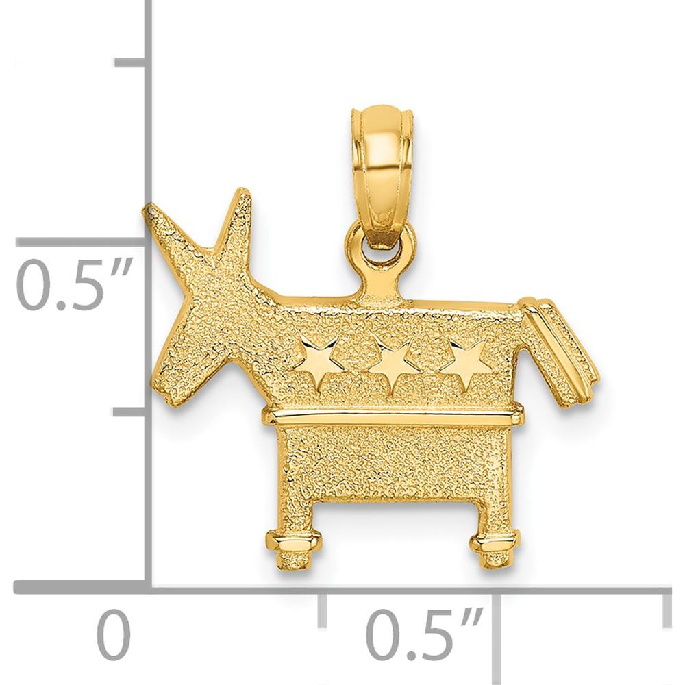 14K Yellow Gold 3D Textured Democratic Donkey Charm by Oro Pregiato