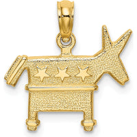 14K Yellow Gold 3D Textured Democratic Donkey Charm by Oro Pregiato