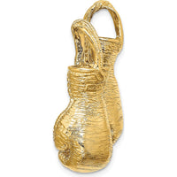 14K Yellow Gold 3D Textured Double Boxing Gloves Slide Pendant - Large by Oro Pregiato