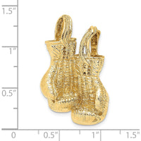 14K Yellow Gold 3D Textured Double Boxing Gloves Slide Pendant - Large by Oro Pregiato