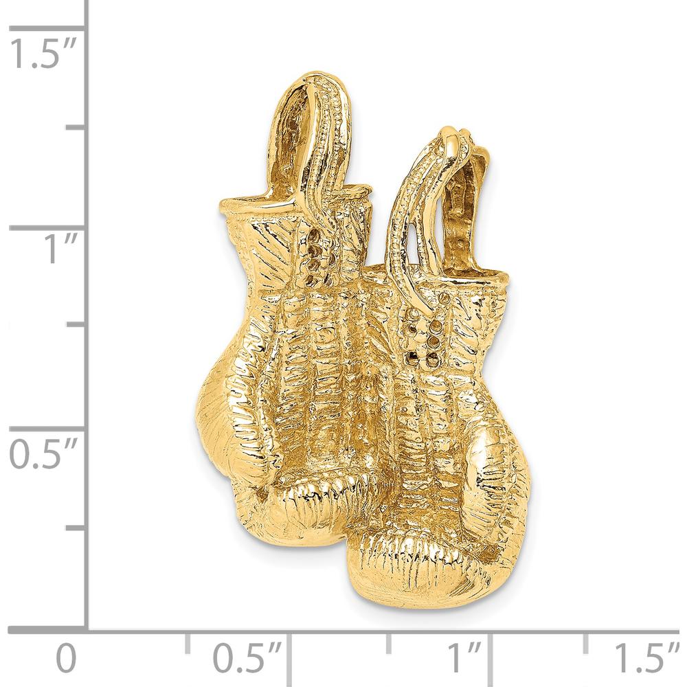 14K Yellow Gold 3D Textured Double Boxing Gloves Slide Pendant - Large by Oro Pregiato
