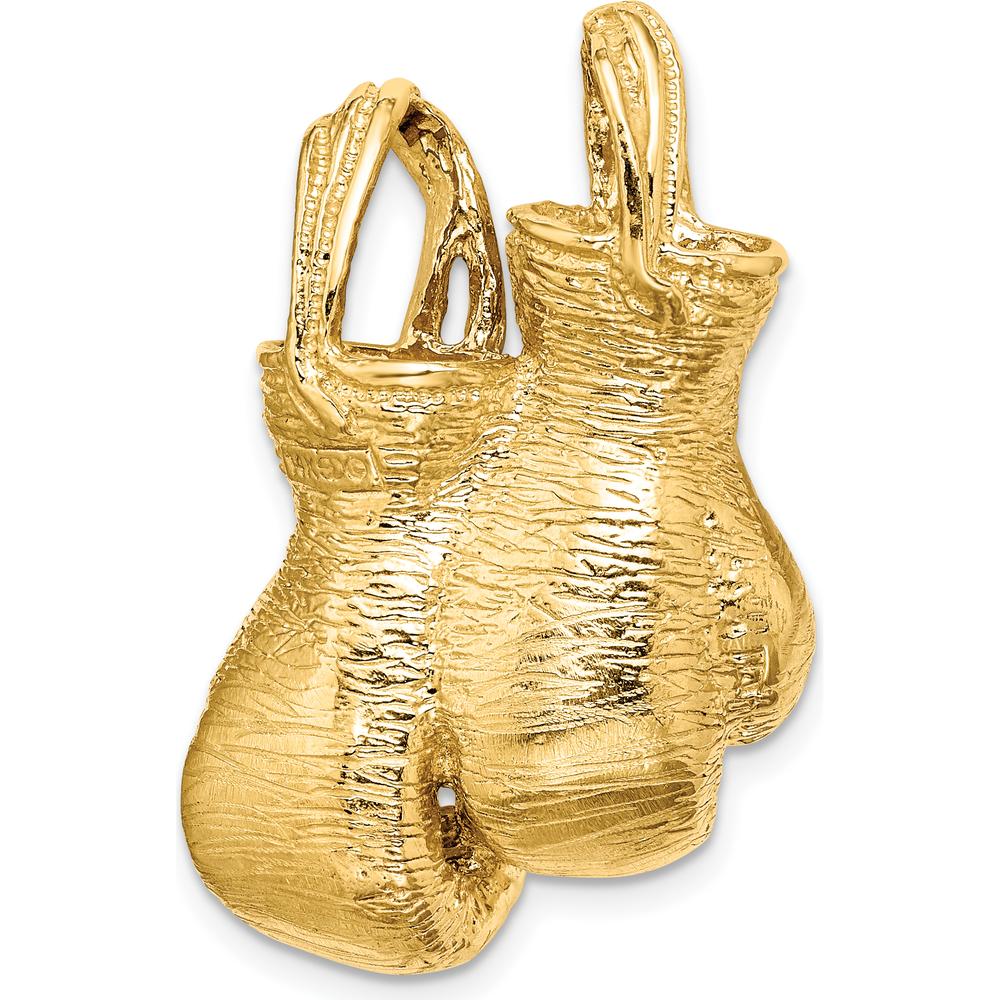 14K Yellow Gold 3D Textured Double Boxing Gloves Slide Pendant - Large by Oro Pregiato