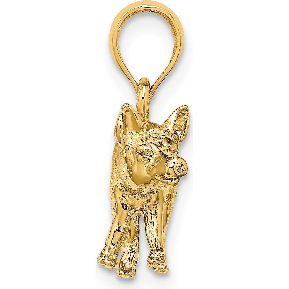 14K Yellow Gold 3D Textured Farm Pig Charm - Playful Country-Inspired Design by Oro Pregiato