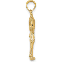 14K Yellow Gold 3D Textured Flamingo Charm Pendant - 28mm Length by Oro Pregiato