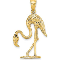 14K Yellow Gold 3D Textured Flamingo Charm Pendant by Oro Pregiato