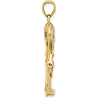 14K Yellow Gold 3D Textured Flamingo Charm Pendant by Oro Pregiato