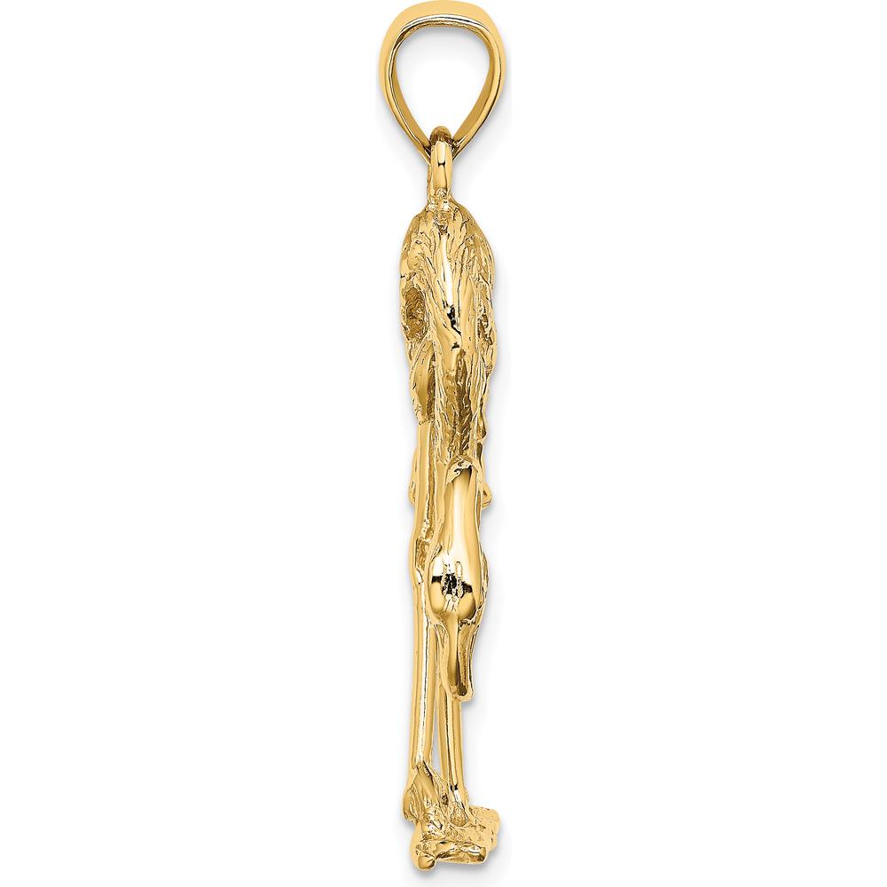14K Yellow Gold 3D Textured Flamingo Charm Pendant by Oro Pregiato