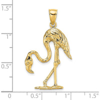 14K Yellow Gold 3D Textured Flamingo Charm Pendant by Oro Pregiato