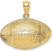 14K Yellow Gold 3D Textured Football Horizontal Pendant - Sports Jewelry by Oro Pregiato