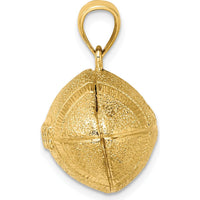 14K Yellow Gold 3D Textured Football Horizontal Pendant - Sports Jewelry by Oro Pregiato