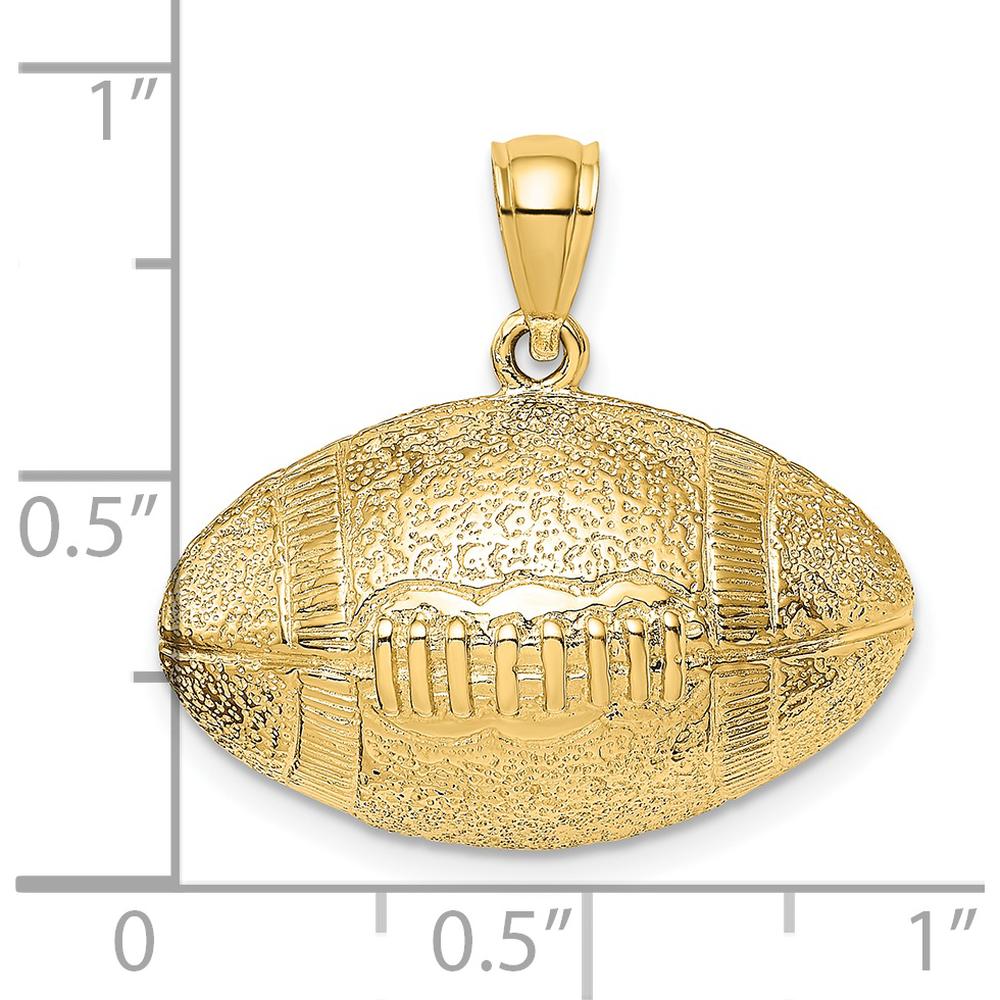 14K Yellow Gold 3D Textured Football Horizontal Pendant - Sports Jewelry by Oro Pregiato