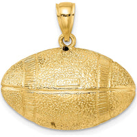 14K Yellow Gold 3D Textured Football Horizontal Pendant - Sports Jewelry by Oro Pregiato