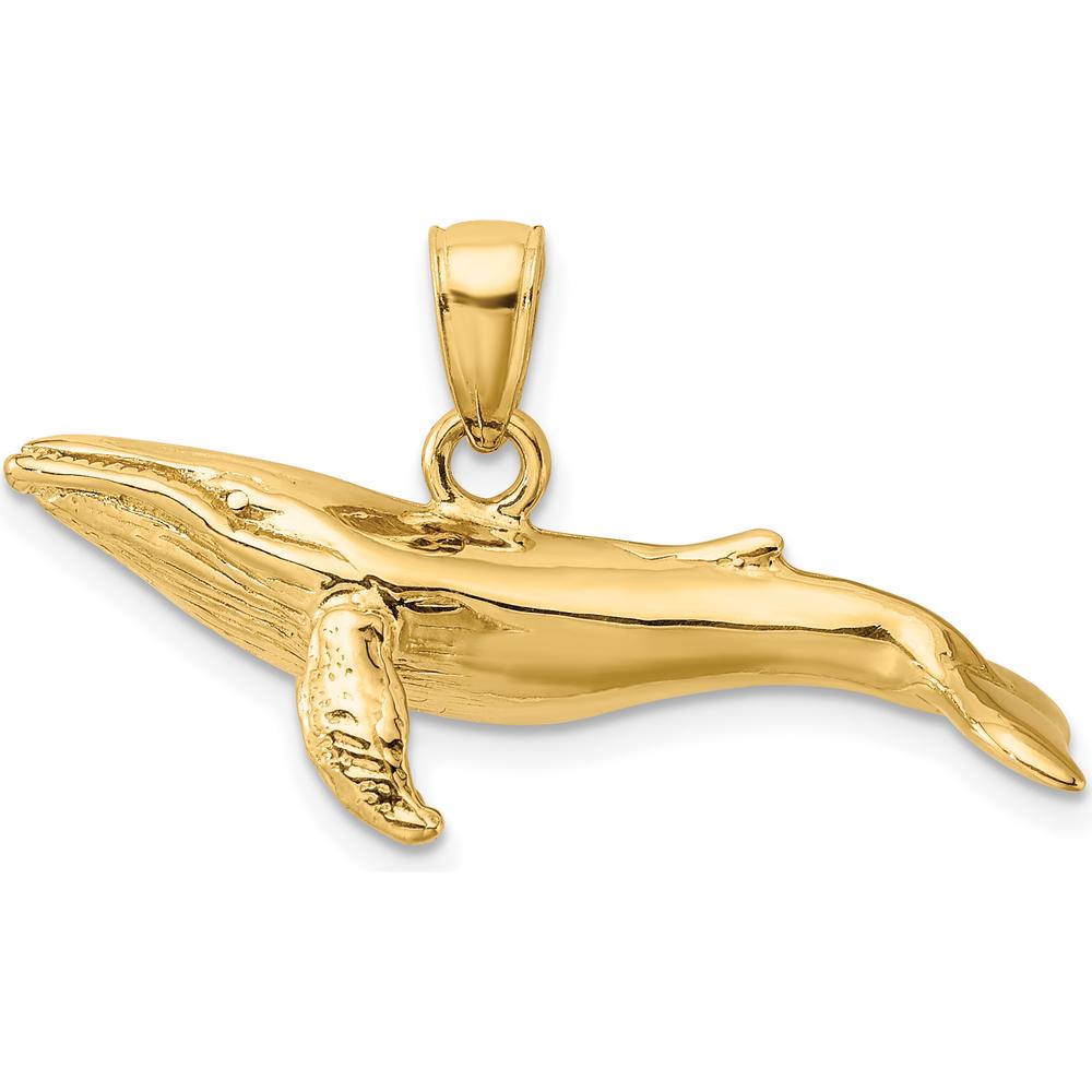 14K Yellow Gold 3D Textured Humpback Whale Charm - 32mm Width by Oro Pregiato