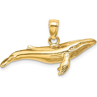 14K Yellow Gold 3D Textured Humpback Whale Charm - 32mm Width by Oro Pregiato
