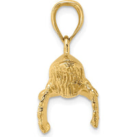 14K Yellow Gold 3D Textured Humpback Whale Charm Pendant by Oro Pregiato