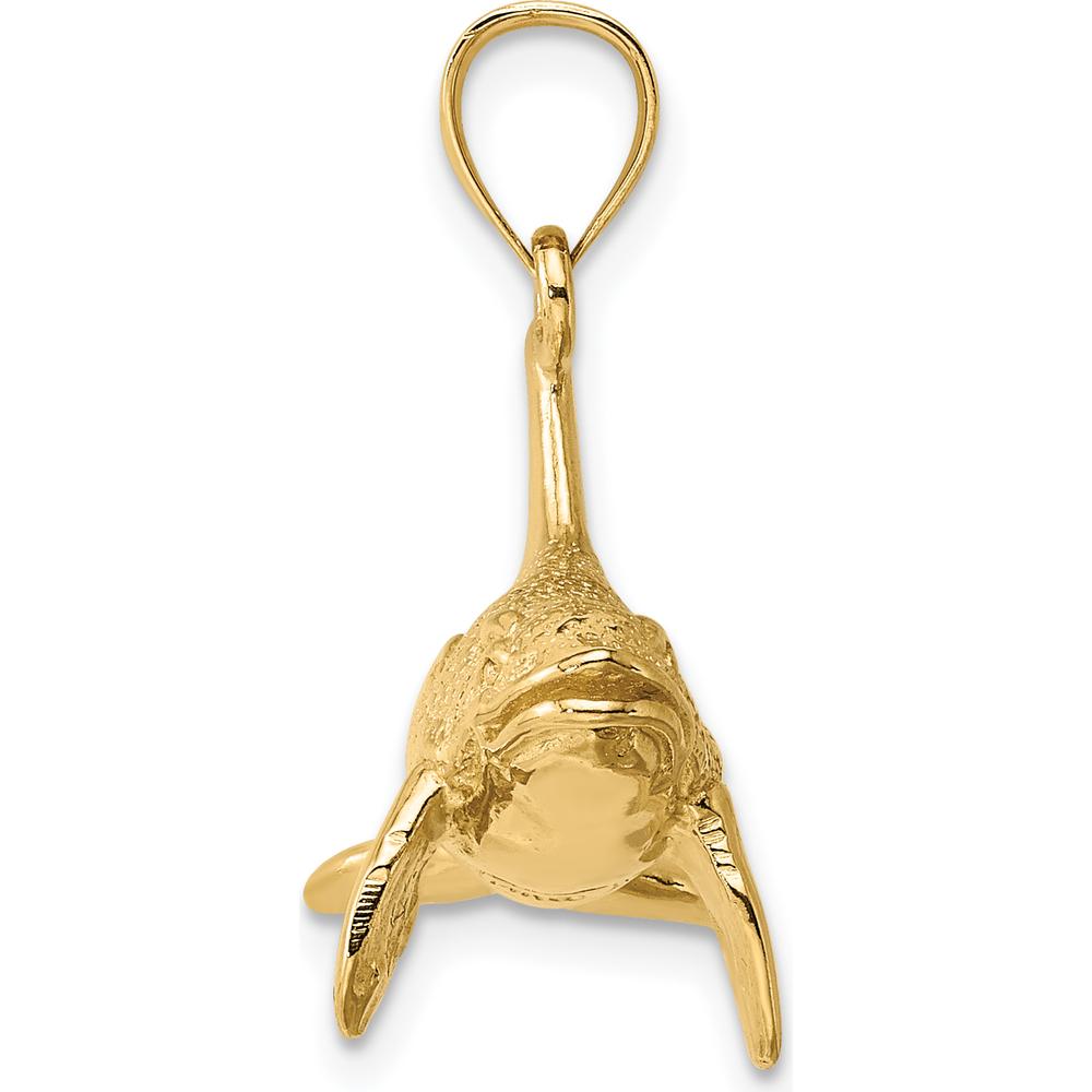 14K Yellow Gold 3D Textured Killer Whale Orca Charm - Ocean-Inspired Marine Life Jewelry by Oro Pregiato