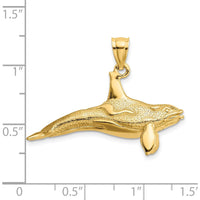 14K Yellow Gold 3D Textured Killer Whale Orca Charm - Ocean-Inspired Marine Life Jewelry by Oro Pregiato