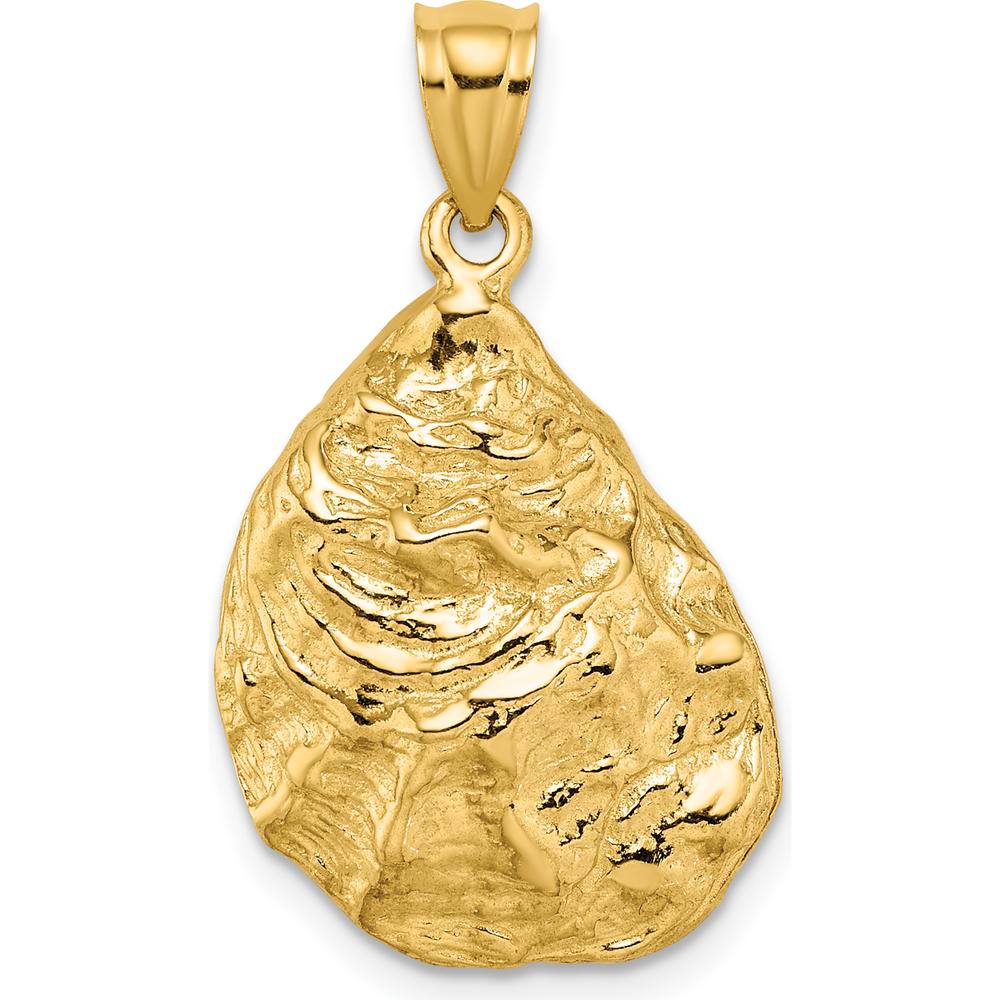 14K Yellow Gold 3D Textured Oyster Shell Charm - 27mm Length by Oro Pregiato