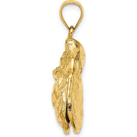 14K Yellow Gold 3D Textured Oyster Shell Charm - 27mm Length by Oro Pregiato