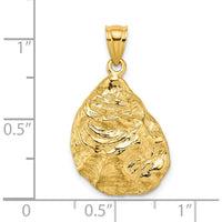 14K Yellow Gold 3D Textured Oyster Shell Charm - 27mm Length by Oro Pregiato