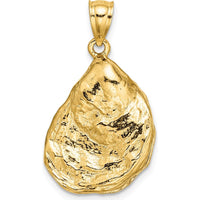 14K Yellow Gold 3D Textured Oyster Shell Charm - 27mm Length by Oro Pregiato