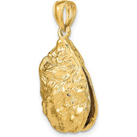 14K Yellow Gold 3D Textured Oyster Shell Charm - 27mm Length by Oro Pregiato