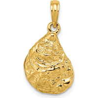 14K Yellow Gold 3D Textured Oyster Shell Charm Pendant by Oro Pregiato
