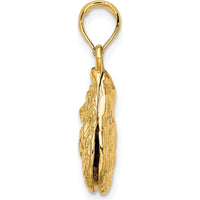 14K Yellow Gold 3D Textured Oyster Shell Charm Pendant by Oro Pregiato