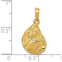 14K Yellow Gold 3D Textured Oyster Shell Charm Pendant by Oro Pregiato