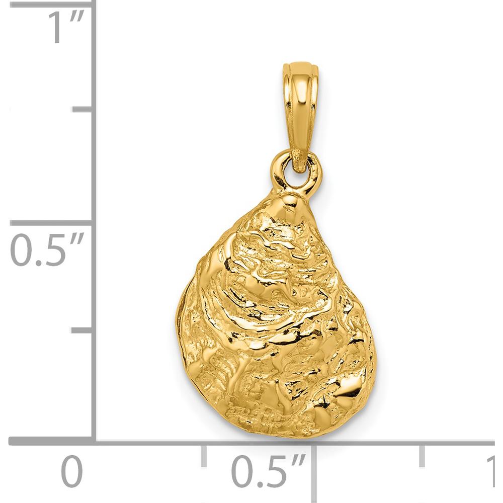 14K Yellow Gold 3D Textured Oyster Shell Charm Pendant by Oro Pregiato