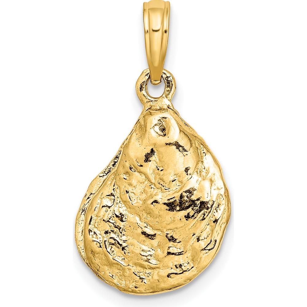 14K Yellow Gold 3D Textured Oyster Shell Charm Pendant by Oro Pregiato