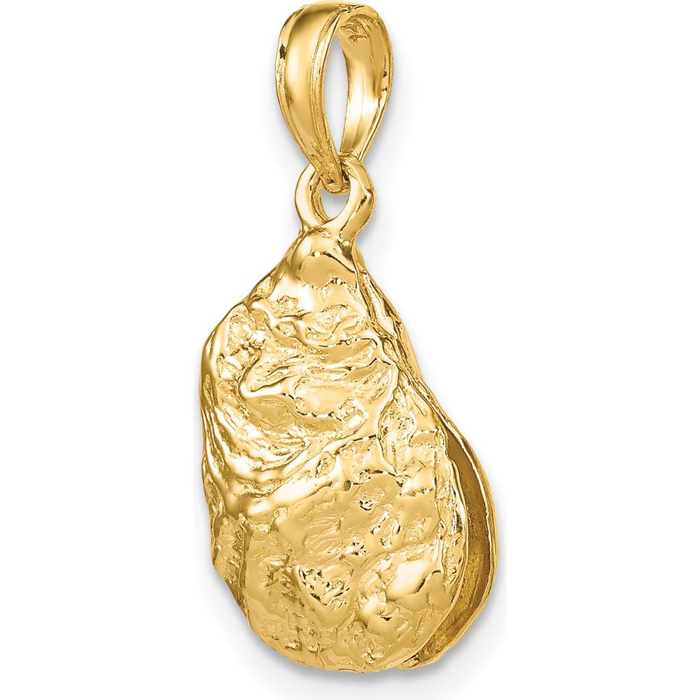 14K Yellow Gold 3D Textured Oyster Shell Charm Pendant by Oro Pregiato