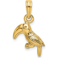 14K Yellow Gold 3D Textured Polished Toucan Bird Charm - 18.8mm Length by Oro Pregiato