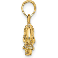 14K Yellow Gold 3D Textured Polished Toucan Bird Charm - 18.8mm Length by Oro Pregiato