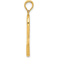 14K Yellow Gold 3D Textured Racquetball Pendant with Polished Finish - 26mm Length by Oro Pregiato