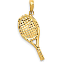 14K Yellow Gold 3D Textured Racquetball Pendant with Polished Finish - 26mm Length by Oro Pregiato