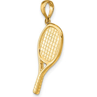 14K Yellow Gold 3D Textured Racquetball Pendant with Polished Finish - 26mm Length by Oro Pregiato