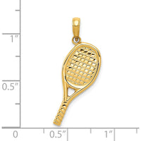 14K Yellow Gold 3D Textured Racquetball Pendant with Polished Finish - 26mm Length by Oro Pregiato
